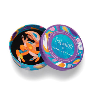 The Guarded Golden Ghost Crab Brooch  -  Erstwilder  -  Quirky Resin and Enamel Accessories