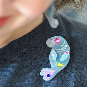 The Dutiful Dugong Brooch  -  Erstwilder  -  Quirky Resin and Enamel Accessories
