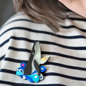 The Halcyon Humpback Whale Brooch  -  Erstwilder  -  Quirky Resin and Enamel Accessories
