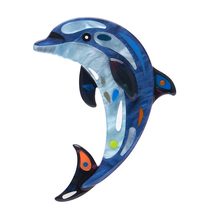 The Boastful Bottlenose Dolphin Brooch  -  Erstwilder  -  Quirky Resin and Enamel Accessories