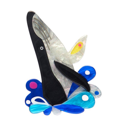 The Halcyon Humpback Whale Brooch  -  Erstwilder  -  Quirky Resin and Enamel Accessories