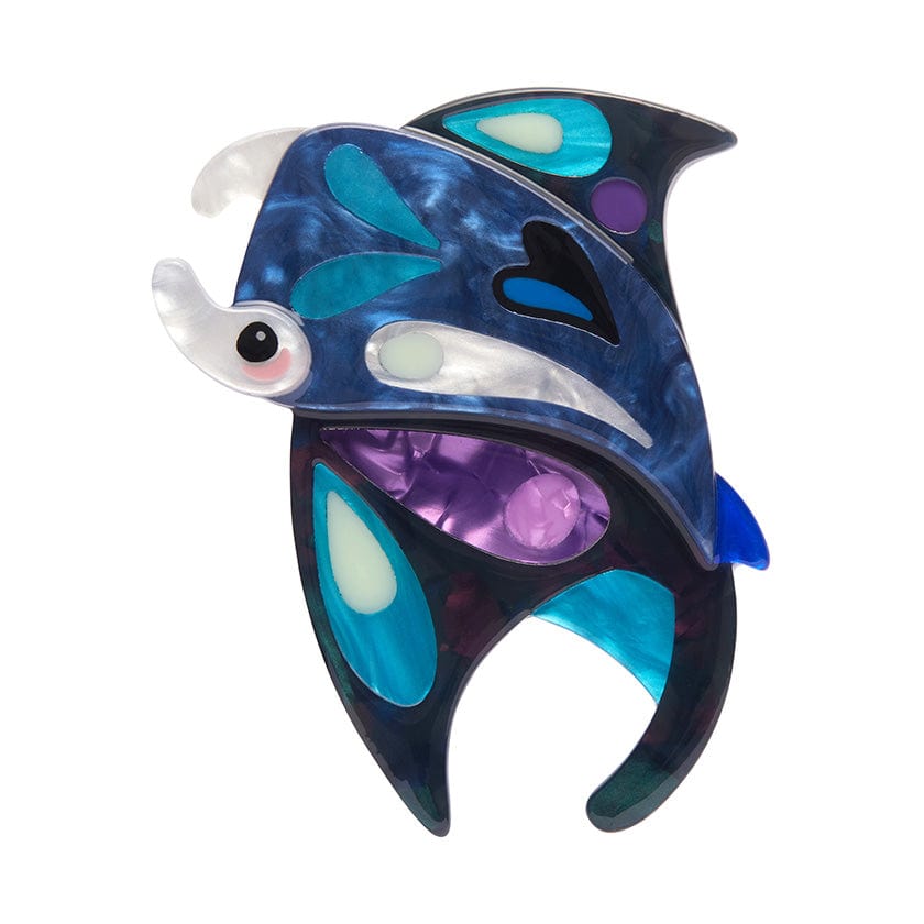 The Mercurial Manta Ray Brooch  -  Erstwilder  -  Quirky Resin and Enamel Accessories