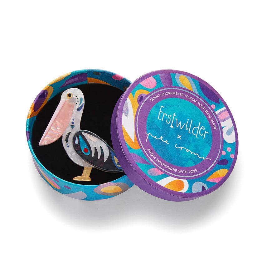 The Perceptive Pelican Brooch  -  Erstwilder  -  Quirky Resin and Enamel Accessories