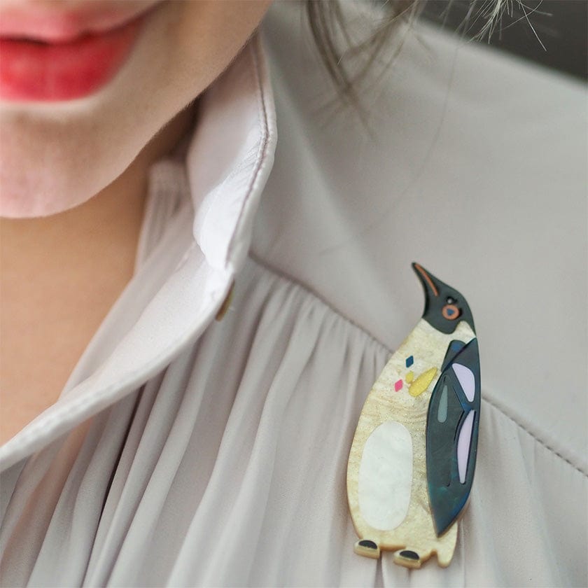 The Emboldened Emperor Penguin Brooch  -  Erstwilder  -  Quirky Resin and Enamel Accessories