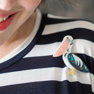 The Perceptive Pelican Brooch  -  Erstwilder  -  Quirky Resin and Enamel Accessories