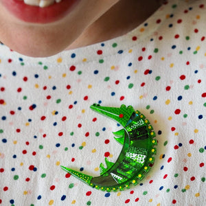 A Crocodile Named Growl Brooch  -  Erstwilder  -  Quirky Resin and Enamel Accessories