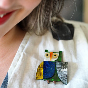 An Owl Named Hoot Brooch  -  Erstwilder  -  Quirky Resin and Enamel Accessories
