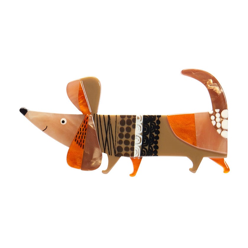 A Dachshund Named Bark Brooch  -  Erstwilder  -  Quirky Resin and Enamel Accessories