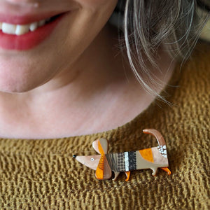A Dachshund Named Bark Brooch  -  Erstwilder  -  Quirky Resin and Enamel Accessories