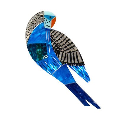 A Budgie Named Chirp Brooch  -  Erstwilder  -  Quirky Resin and Enamel Accessories