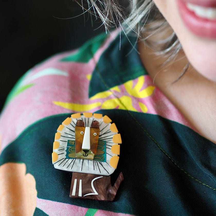 A Lion Named Roar Brooch  -  Erstwilder  -  Quirky Resin and Enamel Accessories