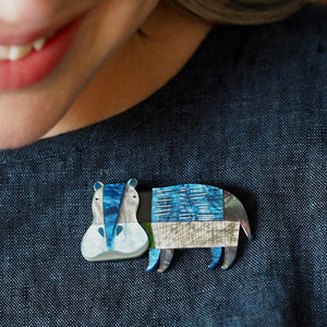 A Hippo Named Grunt Brooch  -  Erstwilder  -  Quirky Resin and Enamel Accessories