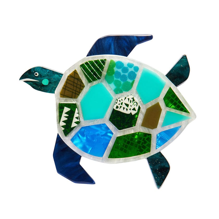 A Turtle Named Groan Brooch  -  Erstwilder  -  Quirky Resin and Enamel Accessories