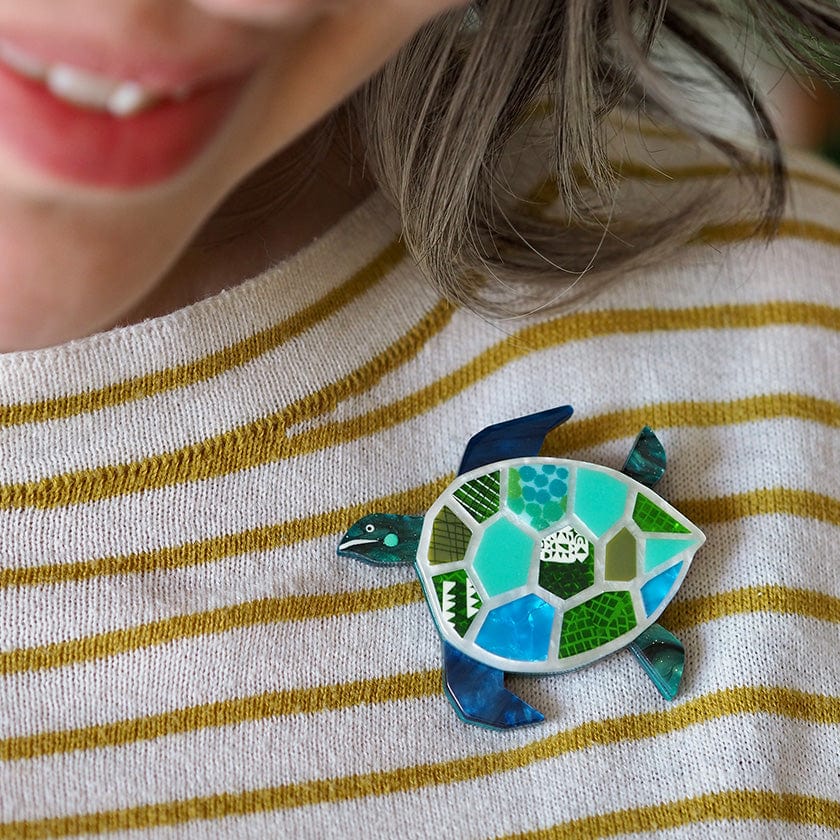 A Turtle Named Groan Brooch  -  Erstwilder  -  Quirky Resin and Enamel Accessories