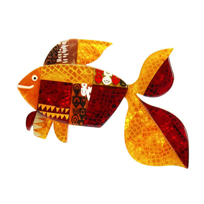 A Goldfish Named Silence Brooch  -  Erstwilder  -  Quirky Resin and Enamel Accessories
