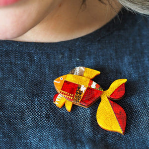 A Goldfish Named Silence Brooch  -  Erstwilder  -  Quirky Resin and Enamel Accessories