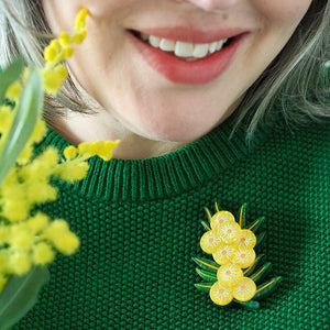 Acacia in Gold Brooch  -  Erstwilder  -  Quirky Resin and Enamel Accessories