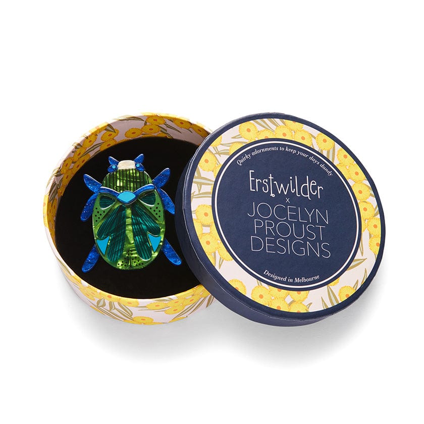 Luck of the Beetle Brooch  -  Erstwilder  -  Quirky Resin and Enamel Accessories