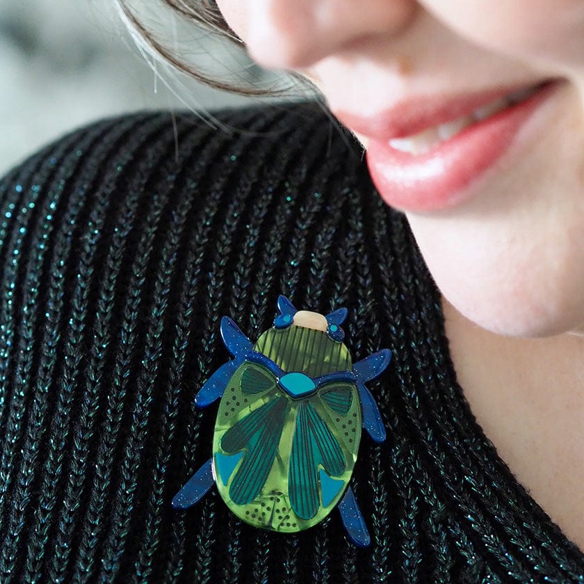 Luck of the Beetle Brooch  -  Erstwilder  -  Quirky Resin and Enamel Accessories