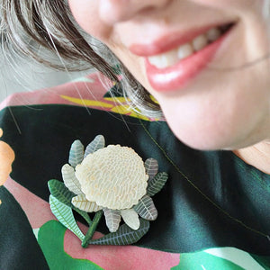 Bridal Gown Botanical Brooch  -  Erstwilder  -  Quirky Resin and Enamel Accessories