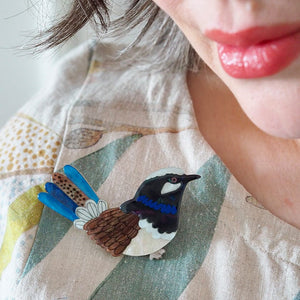 Thunderbolt of Cobalt Brooch  -  Erstwilder  -  Quirky Resin and Enamel Accessories