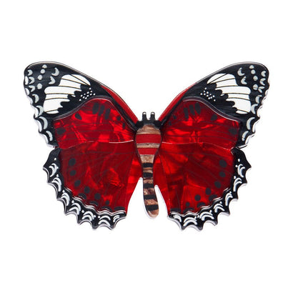 Wings Laced in Red Brooch  -  Erstwilder  -  Quirky Resin and Enamel Accessories