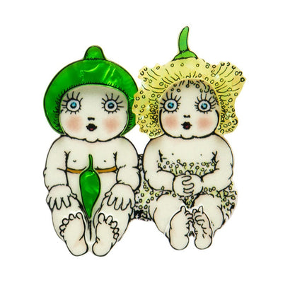 Gumnut Twins Brooch  -  Erstwilder  -  Quirky Resin and Enamel Accessories