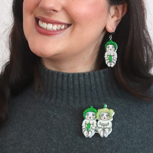 Gumnut Twins Brooch  -  Erstwilder  -  Quirky Resin and Enamel Accessories