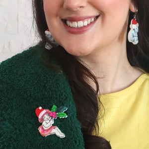 Little Ragged Christmas Blossom Brooch  -  Erstwilder  -  Quirky Resin and Enamel Accessories