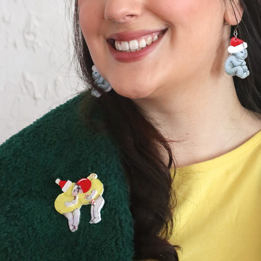 Christmas Kisses Brooch  -  Erstwilder  -  Quirky Resin and Enamel Accessories