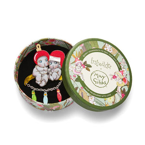 Gumnut Christmas Cuddles Brooch  -  Erstwilder  -  Quirky Resin and Enamel Accessories