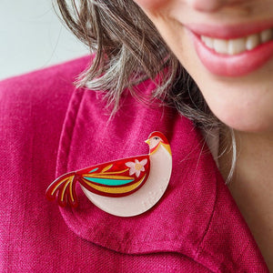 Partridge Perfection Brooch  -  Erstwilder  -  Quirky Resin and Enamel Accessories