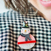 Cozy Christmas Chap Brooch  -  Erstwilder  -  Quirky Resin and Enamel Accessories