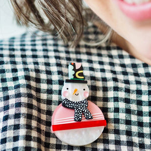 Cozy Christmas Chap Brooch  -  Erstwilder  -  Quirky Resin and Enamel Accessories
