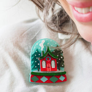 Seasonal Snow Globe Brooch  -  Erstwilder  -  Quirky Resin and Enamel Accessories