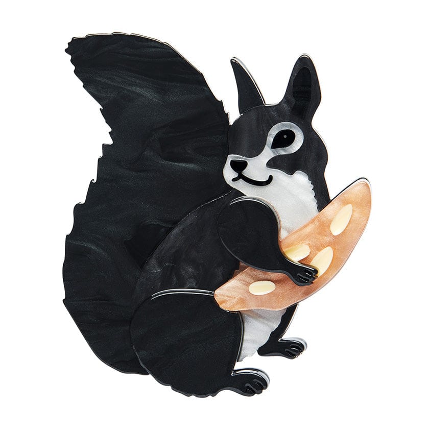 Bellisimo Black Squirrel Brooch  -  Erstwilder  -  Quirky Resin and Enamel Accessories