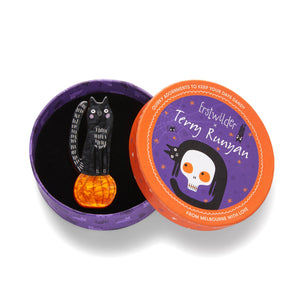 Pumpkin Time Kitty Brooch  -  Erstwilder  -  Quirky Resin and Enamel Accessories