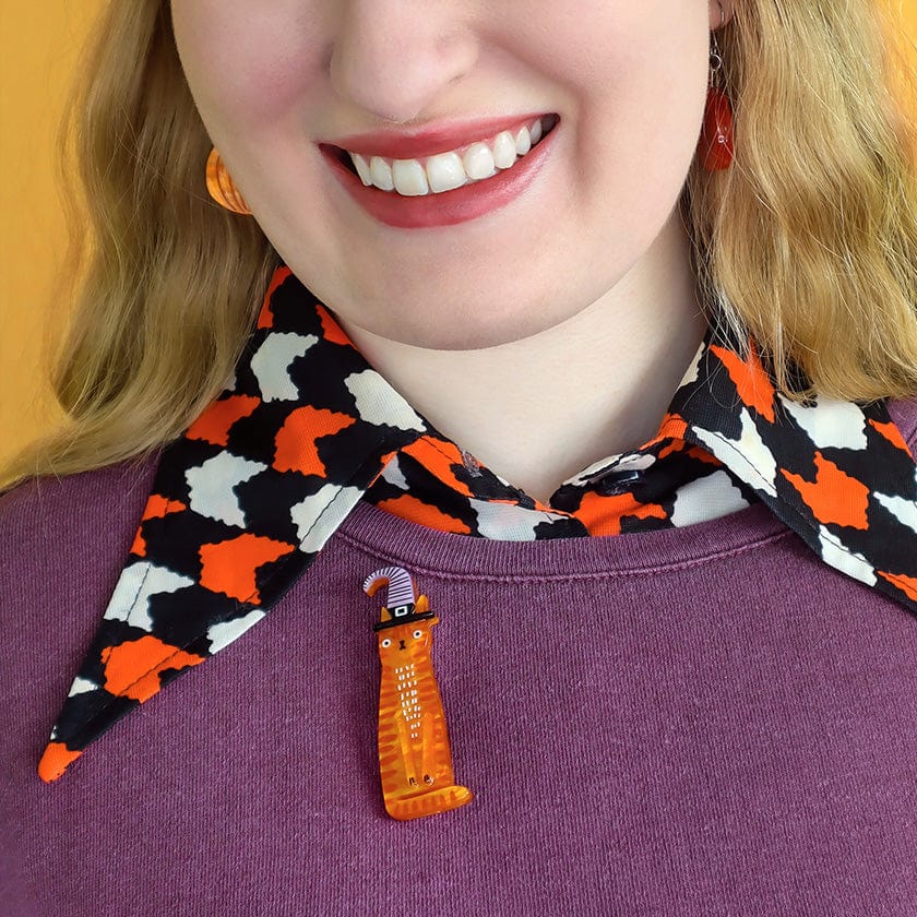 The Whiskered Witch Brooch  -  Erstwilder  -  Quirky Resin and Enamel Accessories