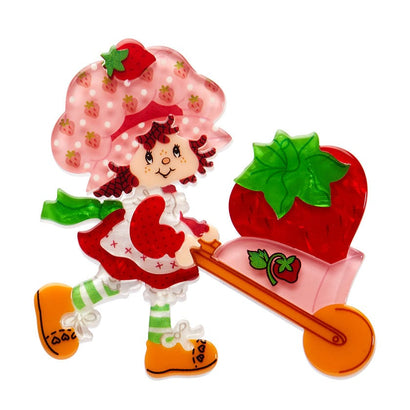 Strawberry Wheelbarrow Brooch  -  Erstwilder  -  Quirky Resin and Enamel Accessories