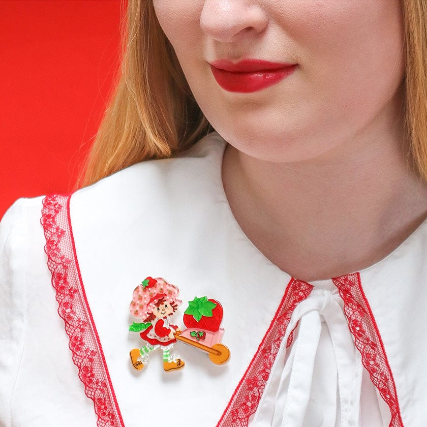 Strawberry Wheelbarrow Brooch  -  Erstwilder  -  Quirky Resin and Enamel Accessories