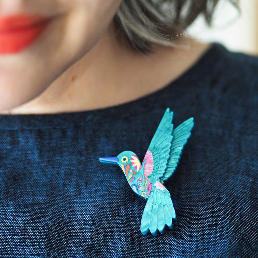 Frida's Hummingbird Brooch  -  Erstwilder  -  Quirky Resin and Enamel Accessories