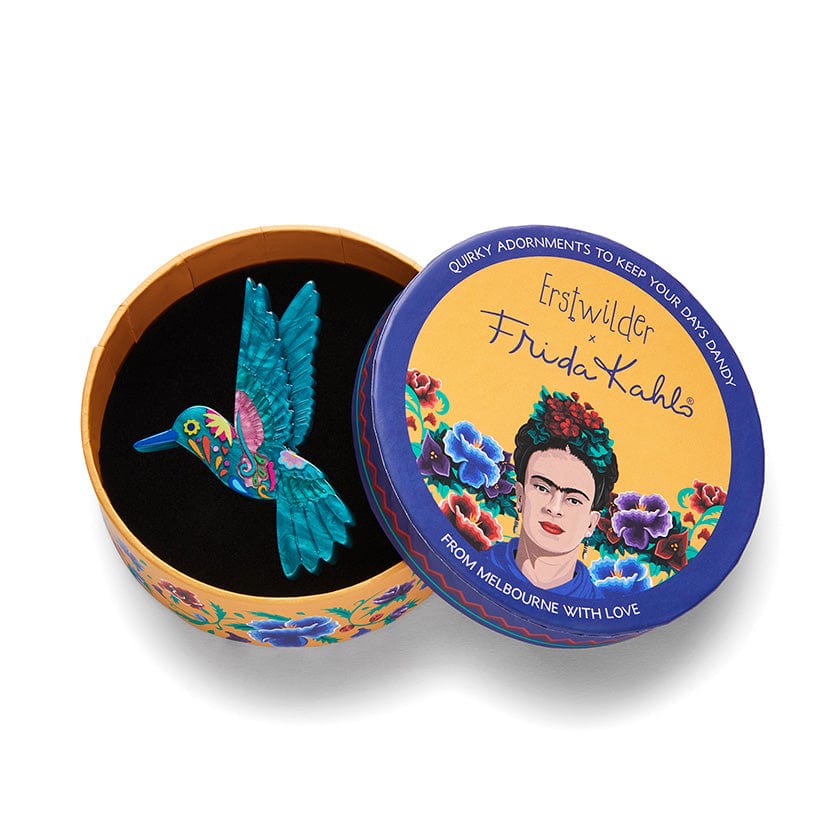 Frida's Hummingbird Brooch  -  Erstwilder  -  Quirky Resin and Enamel Accessories