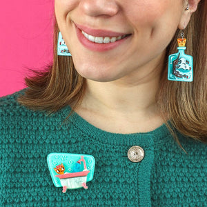 Betty the Bathing Kitty Brooch  -  Erstwilder  -  Quirky Resin and Enamel Accessories