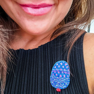 Balanced Blue Banksia Brooch  -  Erstwilder  -  Quirky Resin and Enamel Accessories