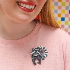 Randy Raccoon Brooch  -  Erstwilder  -  Quirky Resin and Enamel Accessories