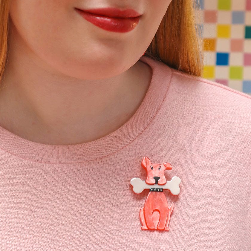 Tuffy's Puppy Treat Brooch  -  Erstwilder  -  Quirky Resin and Enamel Accessories