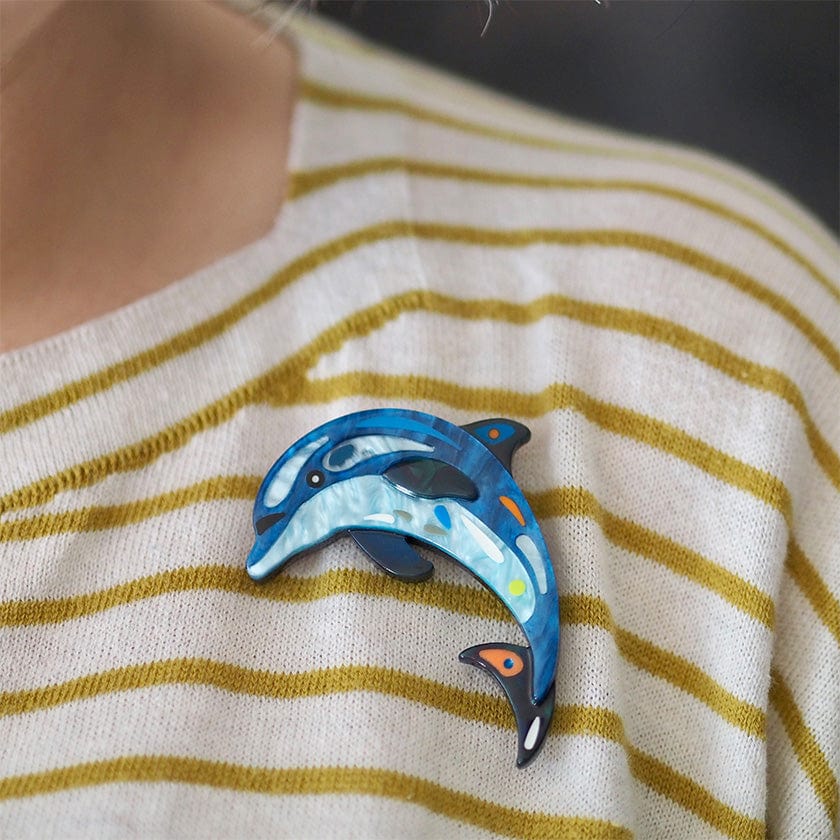 The Boastful Bottlenose Dolphin Brooch  -  Erstwilder  -  Quirky Resin and Enamel Accessories