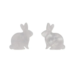 Bunny Ripple Resin Stud Earrings - White  -  Erstwilder Essentials  -  Quirky Resin and Enamel Accessories