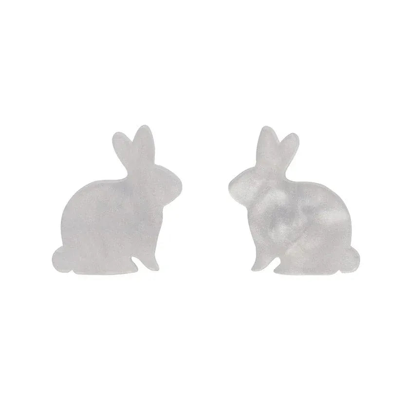 Bunny Ripple Resin Stud Earrings - White  -  Erstwilder Essentials  -  Quirky Resin and Enamel Accessories