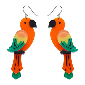 Pancha’s Parrots Drop Earrings (IMPERFECT)  -  Erstwilder  -  Quirky Resin and Enamel Accessories